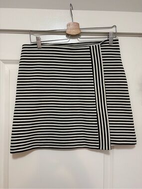 Joe Fresh Black and White Striped Mini Skirt with Vertical Accent